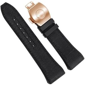 hoosouk Nylon Lederen Horlogeband Voor Franck Muller V45-serie Horlogeband Met Vouwgesp(2 Black-rosegold)