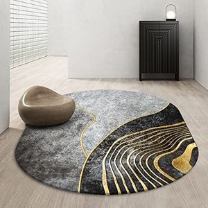 Modern ovaal groot vloerkleed for woonkamer slaapkamer keuken hal grijs zwart goud licht luxe ellips tapijt vloer decor matten hangende mand deken(120X160cm)