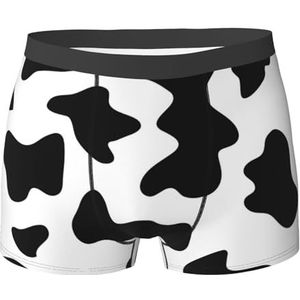 ZJYAGZX Zwart-wit koeienprint print heren boxershort - comfortabele ondergoedbroek, ademend vochtafvoerend, Zwart, L