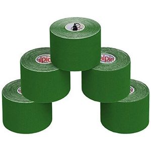 ALPIDEX 5 Stuck Kinesiology Tape Veel kleuren 5 m x 5 cm Toepassingsfolder Elastisch Waterdicht Huidvriendelijk Fysio Spier Tape Set, Kleur:Groen
