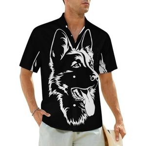 Zwarte Duitse herder heren shirts korte mouwen strand shirt Hawaii shirt casual zomer T-shirt XL