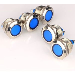 GUUZI 5 stks 12 V-24 V 19mm LED Metalen Indicator Licht Waterdicht Signaal Lamp met Draad(Blauw)