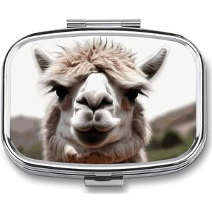 Grappige Alpaca Lama Pillendoos Pil Case Leuke Pil Organizer Pil Houder Geneeskunde Pil Organizer Pil Container Dagelijkse Pil Organizer Kleine Pillendoos Pil Case voor Portemonnee Pocket
