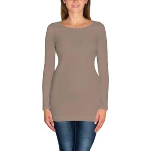 Alkato Dames Shirt met Lange Mouwen Tuniek, Beige latte, M