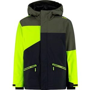 CMP Kid Jacket FIX Hood Antracite-Yellow Fluo