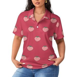 Fruitpatronen perziken dames poloshirts met korte mouwen casual T-shirts met kraag golfshirts sport blouses tops 3XL