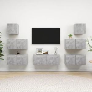 DIGBYS Meubels-sets-7-delige tv-kast set beton grijs ontworpen hout