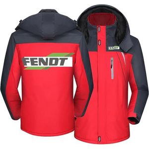 Fleecejack met capuchon voor heren met rits voor FENDT Winter Warm dik sweatshirt Mode-pulloverjas met lange mouwen Outdoor winddichte trui,Red-M