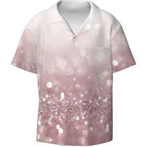 ZEEHXQ Leuke Zeester Print Mens Casual Button Down Shirts Korte Mouw Rimpel Gratis Zomer Jurk Shirt met Zak, Roze Glitter, S