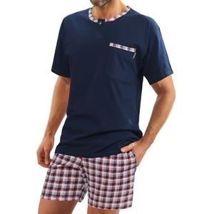 Sesto Senso Heren Kort Pyjama Set Kotoen Korte Mouw Top & Bottom Nachtkleding Pjs M Jasiek Dark Blue