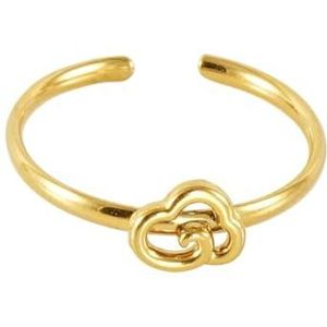 Gouden damesring vliegtuig kat kraskroon titanium stalen ring live mond verstelbare damesring sieraden (Color : Clouds_Adjustable)