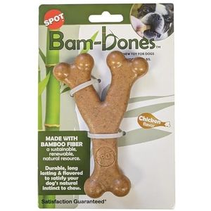 SPOT by Ethical Products Bambone Wish Bone - Duurzaam hondenkauwspeelgoed voor agressieve kauwers - geweldig hondenkauwspeelgoed voor puppy's en honden hondenspeelgoed - kip - medium