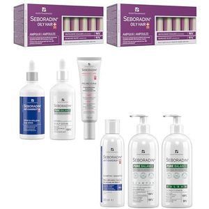 SEBORADIN Maria Set Blue - 2x Oily Hair Ampoules - Anti-Dandruff Scalp Serum en Shampoo - Pure Balance Conditioner Scalp Serum Shampoo - Scalp Peeling