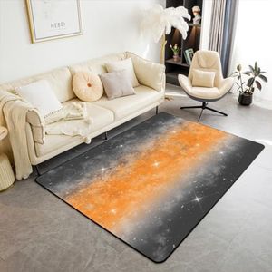 Bedluxy Kinderen Oranje en Zwart Vloerkleed 150x200cmModerne Kunst Woonkamer Tapijten voor Jongens Meisjes Tieners Vintage Rommelige Roest Decoratieve Tapijt Set Gradiënt Kikker Stryle Indoor Vloermat