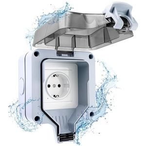 Poppstar - Waterdicht Stopcontact voor Buiten - Lichtgrijs - IP66 - 1-voudig met Klapdeksel