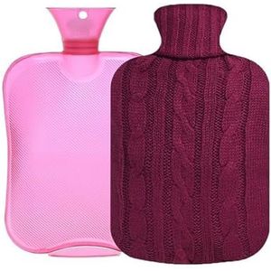 Warmwaterkruik 2000 ml warmwaterzak warme buikwaterinjectie PVC draagbaar flanel handwarmer bed warme voeten warme voeten warmwaterzak hoes warmwaterzak (2000 ml B03)