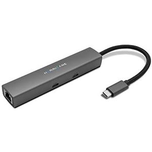 HURRICANE USB C HUB C0546 Aluminium 6-in-1 Dock USB-C Adapter, LAN Ethernet RJ45 netwerkadapter, 4K HDMI, 100W Power Delivery, USB 3.0, compatibel met Laptop Notebook MacBook PC HDD