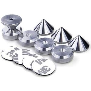 PrecisionGeek Aluminium Luidspreker Spikes / Boxen Spikes Kegelvorm 20mm dia & Speaker Spikes Kegels 20mm & Lijm Pads - 4 stuks