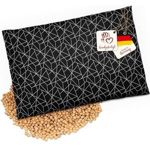 navango® Kersenpitkussen, korrelkussen voor magnetron en oven, zwart met netpatroon, met kersenpitvulling, handgemaakt in Duitsland, ca. 30 x 20 cm, Oeko-Tex-katoen