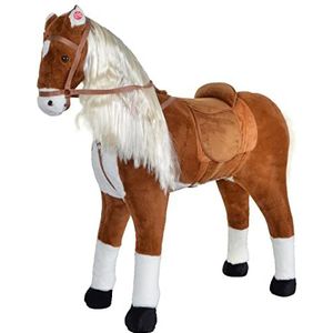 Pink Papaya Pluchen XXL 105 cm Paard - Hercules - Bijna Levensgroot Speelgoed Paard om op te Rijden - Staand Paard XXL - Speelgoed Paard tot 100 kg Belastbaar - Paard voor Kinderen met Kleine Borstel