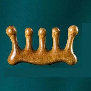 1 st natuurlijke houten kam lichaam meridiaan massage antistatische no-haken brede tand kam voor vrouwen meisje steil krullend haar (maat : 4)