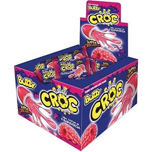 Buzzy Croc MIX Bubble Gum met zoete vulling, 90s snoepverzameling, frambozensmaak, verpakking van 40 stuks