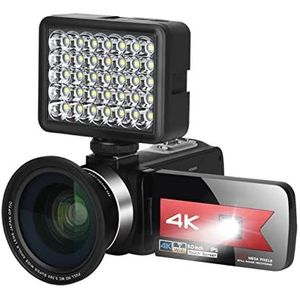 Videocamera Camcorder Vlogging 4K Video Camera For Vlog Recording 5 6MP 3.0 Inch 16X Digital Zoom Ir Night Vision WiFi Digital Camera Camcorder With Microphone Multifunctionele vlogcamera(16G SD card,