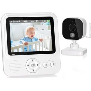OBVHNUA Babyfoon 2,8 inch 720P LCD Video Monitor 2000mAh USB-C Baby Phone met Digitale Zoom VOX Nachtzicht Tweewegcommunicatie Temperatuursensor 8 Slaapliedjes 5 Wekker