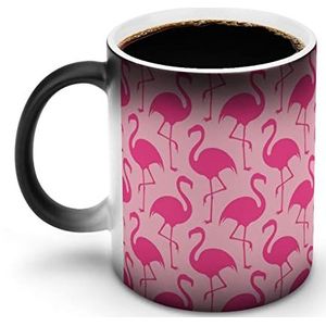 Roze Flamingo Warmte Veranderende Koffie Mok Keramische Warmtegevoelige Magische Grappige Gift voor Vrouwen Mannen 12oz