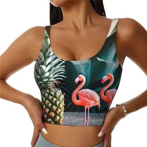 Ananas Flamingo Print Comfortabele Vrouwen Sport Vest Yoga Workout Vest Voor Vrouwen Lichtgewicht Zomer, Zwart, S