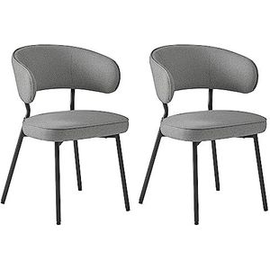 VASAGLE Eetkamerstoelen, set van 2, keukenstoelen, gestoffeerde stoelen, loungestoel, metalen poten, modern, voor eetkamer, keuken, donkergrijs LDC112G01