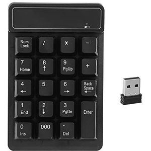 Draadloos numeriek toetsenblok, 19 hangende toetsen Digitaal numeriek toetsenblok voor laptop, desktopcomputer, waterdicht, draagbaar, slank mini-toetsenbord voor typen in zwart