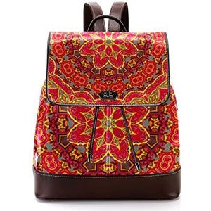 oranje psychedelische mandala patroon gepersonaliseerde casual dagrugzak tas voor tiener, Meerkleurig, 27x12.3x32cm, Rugzak Rugzakken