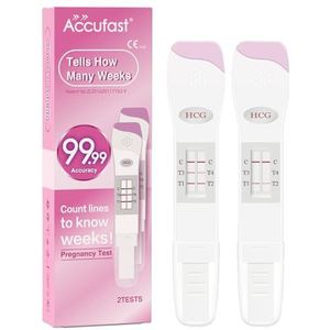 Accufast Zwangerschapstest met weekbepaling voor vroege detectie, kan laten zien hoeveel weken zwanger, hCG-urinetest met 99,99% nauwkeurigheid en snelle resultaten (2 tests)