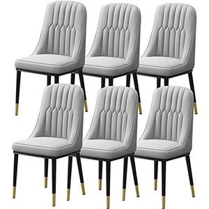 GEIRONV Keuken eetkamerstoelen set van 6, moderne waterdichte PU lederen zijstoel met carbon for balie lounge woonkamer receptie stoel Eetstoelen (Color : Light gray, Size : 91 * 45 * 45cm)