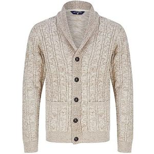 Manji 2 Chunky Cable Knitted Cardigan with Shawl Collar in Natural Twist - Tokyo Laundry - XXL