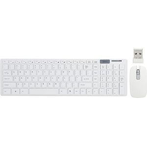Toetsenbord en muis Draadloze, zeer gevoelige slimme muis en toetsenbordset voor notebooks voor tabletcomputers voor smartphones(wit)