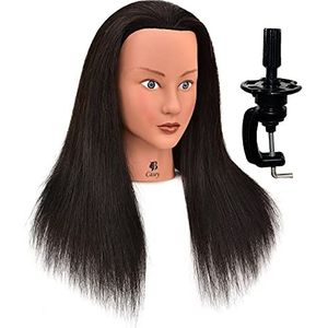 HairZtar 100% Menselijk Haar 18"" Mannequin Hoofd Kapper Training Hoofd Mannequin Cosmetologie Pop Hoofd - CASEY +C