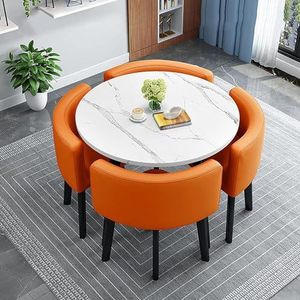 XIANGLV Eettafelset voor 4 vergaderzalen tafel ronde tafel en stoelen eetkamer tafel set voor 4 kleine ronde eettafel, ronde keukentafel, cirkel keukentafel (A3,90x90x75cm)