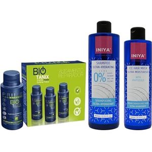 Prime pro extreme, biologische tanix set, 3 x 100 ml, professionele taninoplastie gladmakende set, sulfaatvrije shampoo Iniya 400 ml + gladmakend masker 400 ml