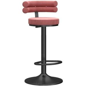 Barkruk Barstoelen Set Van 2 Moden Hoogtebarkrukken Met Rugleuning, Fluwelen Stof, Draaibare Verstelbare Krukstoel Voor Thuis Barkrukken Bar Stoelen (Color : Rosa, Size : With Black Leg)