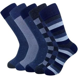 LCKJLJ 5 paar Argyle-sokken voor heren, grote maten, gekamd katoen, ronde sokken, zwart, cool, ademend, casual sokken voor heren, 5 paar-JC168104103, EUR(41-48)