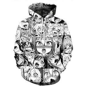 Leezeshaw Unisex lelijke kerst anime hoodie sweatshirt, heren 3D Xmas elf sneeuwpop print pullover hoodie trui met kangoeroe zakje S-5XL, Anime, L