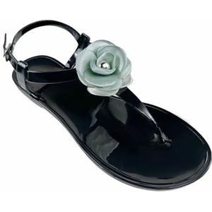 ZOIKOM Platte sandalen voor dames, platte schuifsandalen, casual lente en zomer, platte jelly sandalen, schoenen voor vrouwen, Zwart, 38 EU