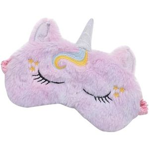 Schattig dier slaapmasker zachte pluche blinddoek schattig konijn panda koala oogbedekking oogbedekking voor kinderen tieners meisjes vrouwen (paars paard)