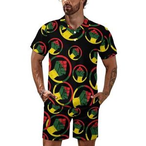 Rasta Black Power FIST Fits heren poloshirtset korte mouwen trainingspak set casual strand shirts shorts outfit 2XL