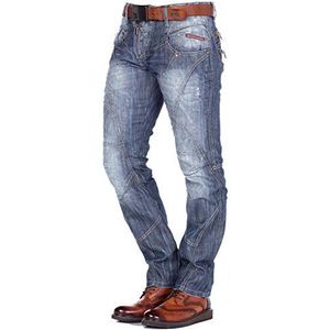 Cipo & Baxx Heren Jeans Broek Staright Broek Denim Regular Design Modern, blauw, 32W x 32L