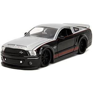 Big Time Muscle 1:24 2008 Ford Shelby GT-500KR Die-Cast Car, Toys for Kids and Adults(Black/Silver)