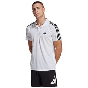 adidas Heren Train Essentials Piqué 3-Stripes Training Polo Shirt, white/black, M