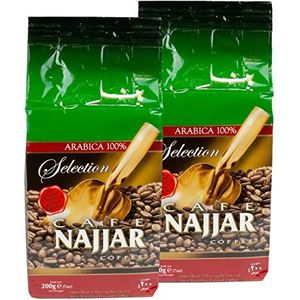 Najjar Arabische mokka koffie gemalen met kardemom in set van 2 à 200 g verpakking